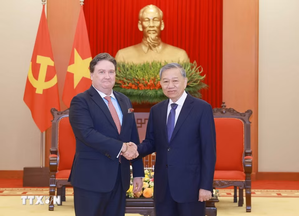 Tổng Bí thư Tô Lâm tiếp Đại sứ Hoa Kỳ tại Việt Nam Marc E. Knapper. (Ảnh: Thống Nhất/TTXVN)