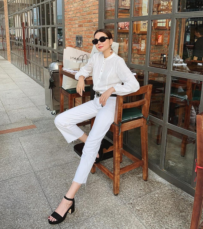 7 gợi ý phối trang phục với sơmi trắng cho mùa Hè từ các mỹ nhân Việt ảnh 17