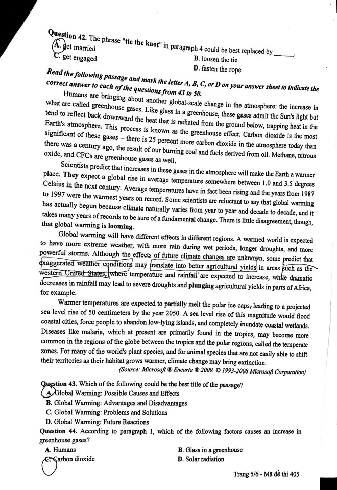 Đề thi, gợi ý giải đề môn Tiếng Anh kỳ thi THPT Quốc gia năm 2017 ảnh 6