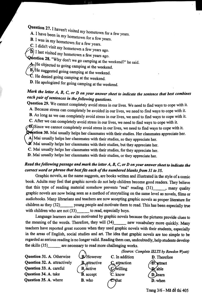 Đề thi, gợi ý giải đề môn Tiếng Anh kỳ thi THPT Quốc gia năm 2017 ảnh 4