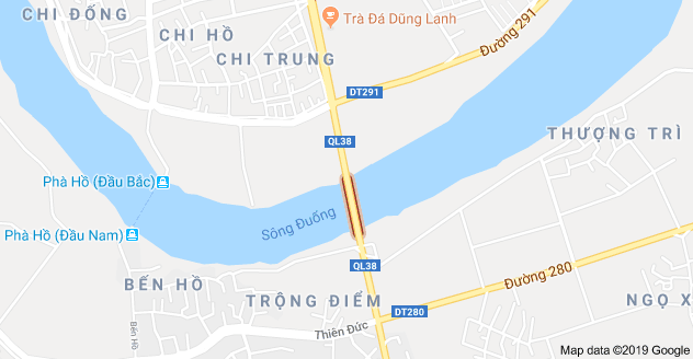 Quốc lộ 21B đoạn chạy qua xã Bích Hòa - nơi sự việc xảy ra (Ảnh: Google Maps) Cảnh sát giao thông bị xe máy tông gục khi đang làm nhiệm vụ ảnh 2