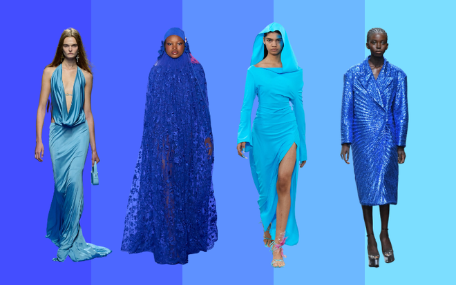 Sắc xanh lam duyên dáng đang phủ sóng khắp các sàn diễn thời trang ảnh 1