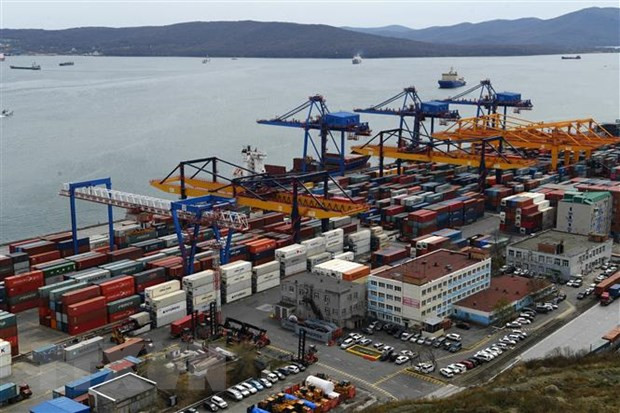 Cảng hàng hóa Vladivostok ở vùng viễn Đông nước Nga. (Ảnh: AFP/TTXVN) G7 có thể siết chặt trừng phạt ngành năng lượng, xuất khẩu của Nga ảnh 1