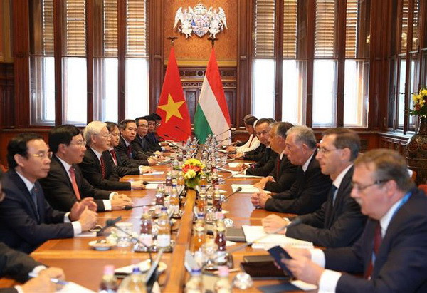 Tổng Bí thư Nguyễn Phú Trọng hội đàm với Thủ tướng Hungary Viktor Orban. (Ảnh: Trí Dũng/TTXVN) Hungary coi Việt Nam là đối tác quan trọng hàng đầu tại Đông Nam Á ảnh 1