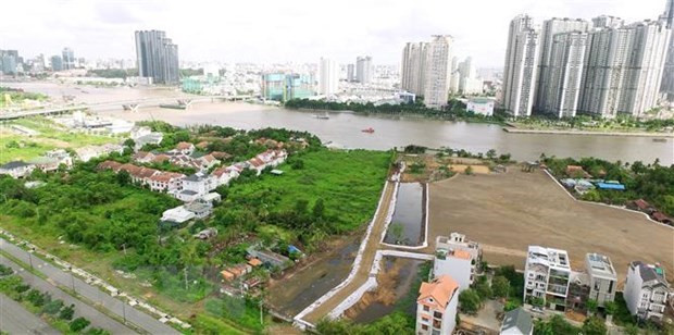 Một góc Khu đô thị mới Thủ Thiêm. (Ảnh: Quang Nhựt/TTXVN) TP. HCM: Phê duyệt tổ chức thi thiết kế Nhà hát Giao hưởng và Vũ kịch ảnh 1