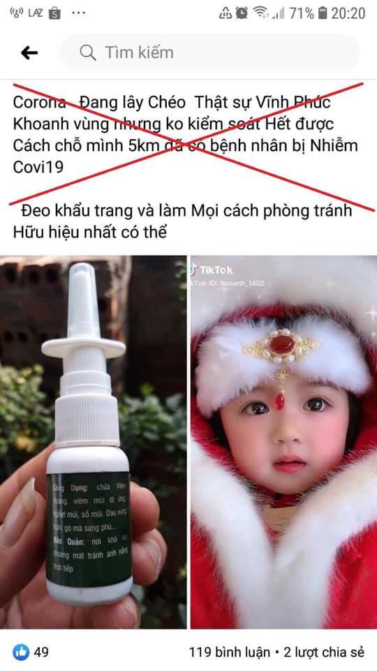 Những thông tin thất thiệt đã gây hoang mang dư luận trong bối cảnh dịch bênh Covid vẫn đang có nhiều diễn biến khó lường. (Ảnh chụp màn hình) Hà Nội: Tiếp tục xử lý 2 người tung tin thất thiệt về Covid-2019 ảnh 2