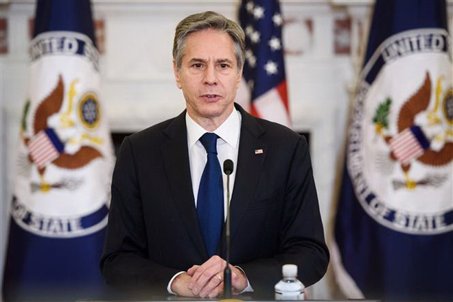 Ngoại trưởng Mỹ Antony Blinken. (Ảnh: AFP/TTXVN) Mỹ muốn củng cố thỏa thuận ngừng bắn giữa Israel và Hamas ảnh 1