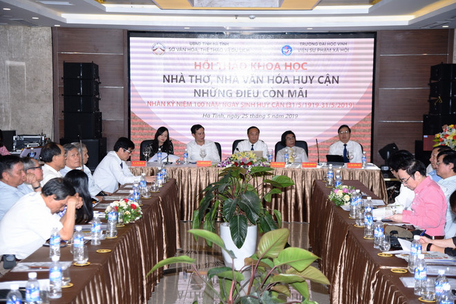 Hội thảo khoa học: “Nhà thơ, nhà văn hóa Huy Cận - những điều còn mãi” nhân kỷ niệm 100 năm ngày sinh Huy Cận. (Ảnh: Hoàng Ngà/TTXVN) ttxvn-huy can.jpg