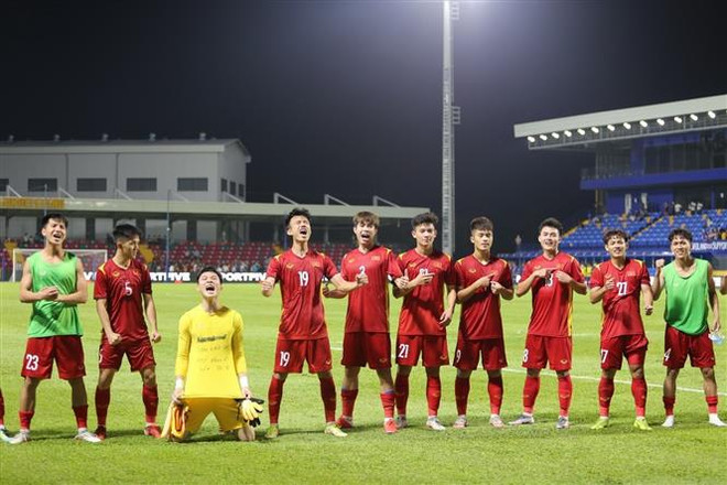 Các cầu thủ U23 Việt Nam sau chiến thắng trước U23 Thái Lan. (Ảnh: Hùng Vũ/TTXVN) U23 Đông Nam Á: Nhận diện sức mạnh của đội tuyển U23 Timor Leste ảnh 1
