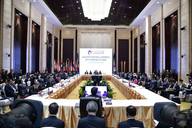 Quang cảnh Hội nghị Bộ trưởng ASEAN+1 với Hàn Quốc. (Ảnh: TTXVN phát) ttxvn-hoi_nghi_bo_truong_asean1 3.jpg