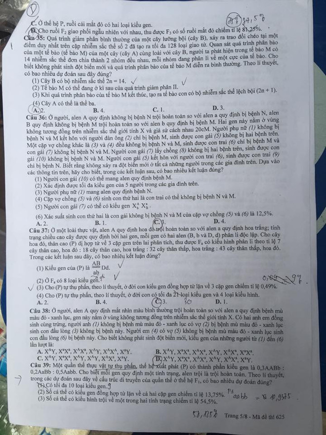 Đề thi chính thức môn Sinh học kỳ thi THPT Quốc gia 2016 ảnh 6