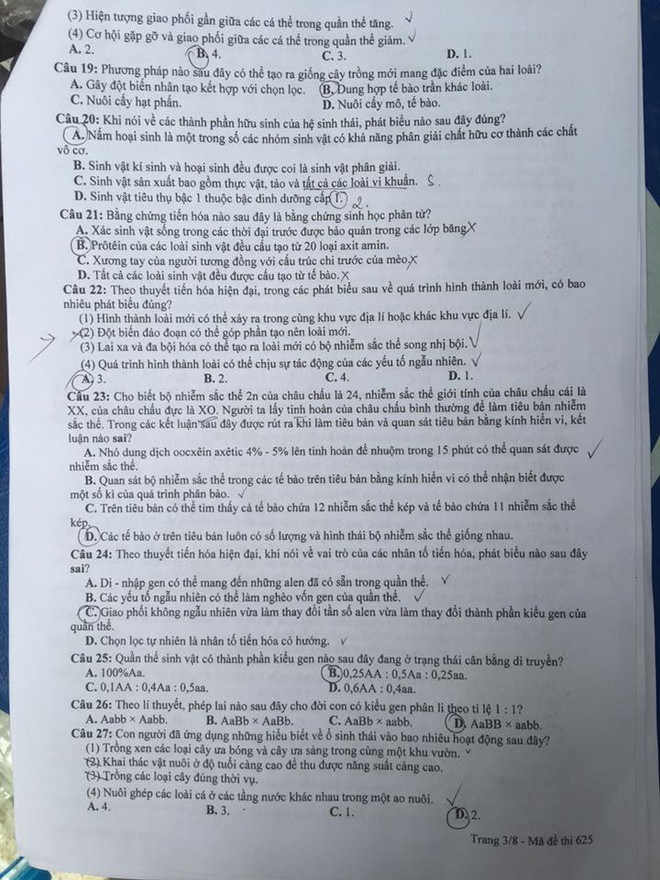Đề thi chính thức môn Sinh học kỳ thi THPT Quốc gia 2016 ảnh 4