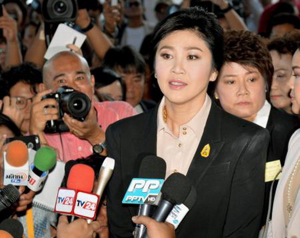 Cựu Thủ tướng Yingluck Shinawatra tại tòa án tối cao ở Bangkok ngày 19/5. (Nguồn: Kyodo/TTXVN) Thái Lan: Bà Yingluck trình diện trước Tòa do vụ kiện trợ giá gạo ảnh 1