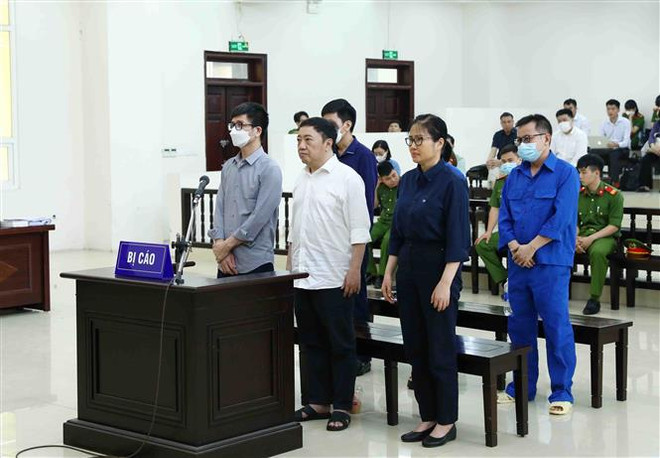 Các bị cáo tại phiên tòa. (Ảnh: Phạm Kiên/TTXVN) Phúc thẩm vụ Bệnh viện Đồng Nai: Phan Huy Anh Vũ được đề nghị giảm án ảnh 2