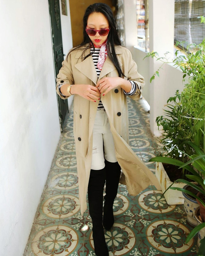 Quý cô thời trang Việt lăngxê áo khoác dáng dài ngày lạnh ảnh 5