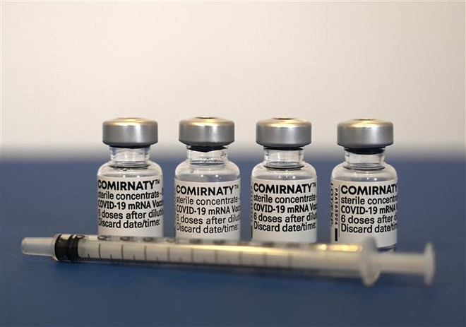 Vaccine ngừa COVID-19 của Pfizer-BioNTech. (Ảnh: AFP/TTXVN) Châu Âu phê duyệt sử dụng vaccine của Pfizer/BioNTech cho trẻ em ảnh 1