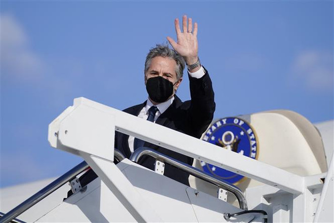 Ngoại trưởng Mỹ Antony Blinken lên đường tới Ukraine ngày 18/1. (Ảnh: AFP/TTXVN) EU mời ngoại trưởng Mỹ dự cuộc họp FAC bàn về quan hệ Nga-Ukraine ảnh 1