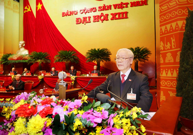 Tổng Bí thư Nguyễn Phú Trọng đọc Diễn văn bế mạc Đại hội Đảng XIII. (Ảnh: TTXVN) Đổi mới, nâng hiệu quả công tác đưa Nghị quyết của Đảng vào cuộc sống ảnh 2