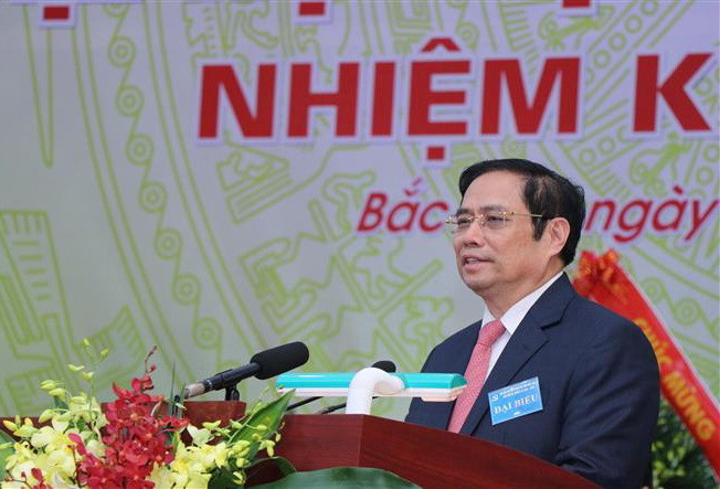 Ông Phạm Minh Chính, Ủy viên Bộ Chính trị, Bí thư Trung ương Đảng, Trưởng ban Tổ chức Trung ương, phát biểu tại Đại hội đại biểu Đảng bộ tỉnh Bắc Kạn lần thứ 12. (Ảnh: Mạnh Hà/TTXVN) 100% đảng bộ đã hoàn thành việc tổ chức đại hội nhiệm kỳ 2020-2025 ảnh 1