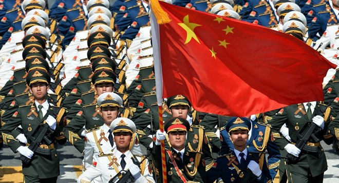Binh lính Trung Quốc tại lễ duyệt binh kỷ niệm Ngày chiến thắng 9/5. (Nguồn: Sputnik) Trung Quốc duyệt binh kỷ niệm 70 năm chiến thắng phátxít Nhật ảnh 1