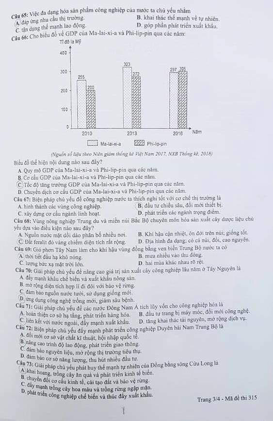 Thi Trung học phổ thông quốc gia 2019: Đề chính thức môn Địa lý ảnh 3