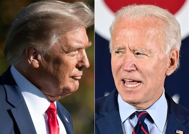Tổng thống Mỹ Donald Trump (trái) và ông Joe Biden. (Ảnh: AFP/ TTXVN) Ông Trump thách thức ông Biden chứng minh cáo buộc gian lận là sai ảnh 1
