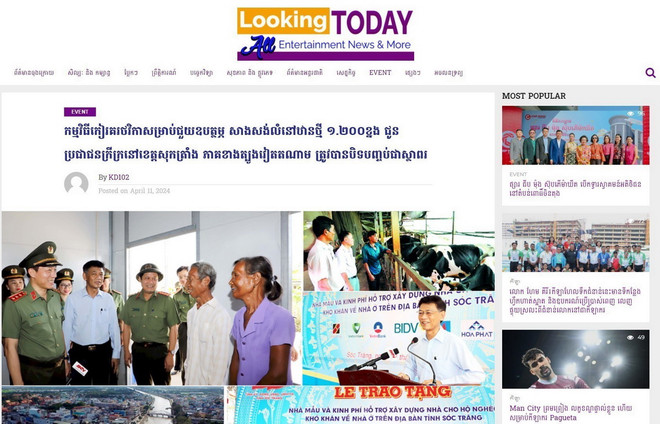 Trang tin Looking Today của DAP NEWS đăng tải bài viết với tiêu đề “Hoàn thành chương trình hỗ trợ xây dựng mới 1.200 căn nhà cho người nghèo, người khó khăn về nhà ở tại tỉnh Sóc Trăng”, phát ngày 11/4. (Ảnh: TTXVN phát) ttxvn-khmer5.jpg