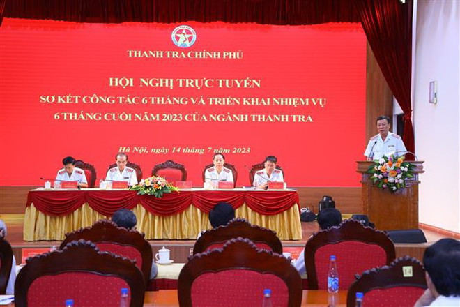 Tổng Thanh tra Chính phủ Đoàn Hồng Phong phát biểu kết luận hội nghị. (Ảnh: Văn Điệp/TTXVN) Thanh tra Chính phủ: Phát hiện vi phạm về kinh tế gần 179.000 tỷ đồng ảnh 1