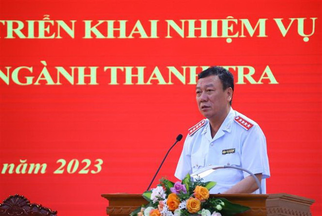 Tổng Thanh tra Chính phủ Đoàn Hồng Phong phát biểu kết luận hội nghị. (Ảnh: Văn Điệp/TTXVN) Thanh tra Chính phủ: Phát hiện vi phạm về kinh tế gần 179.000 tỷ đồng ảnh 2