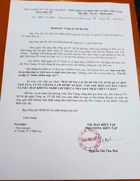 Hai nữ nhà báo điều tra vụ bảo kê chợ Long Biên bị dọa giết ảnh 2