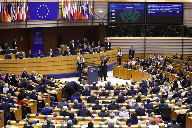 Toàn cảnh một phiên họp Nghị viện châu Âu tại Brussels, Bỉ. (Ảnh: THX/TTXVN) Nghị viện châu Âu phê chuẩn Hiệp định Bảo hộ đầu tư EVIPA ảnh 1