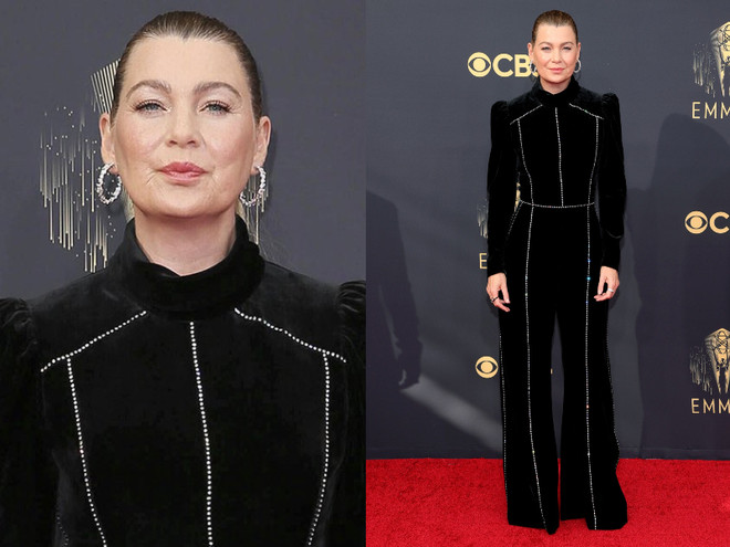 Nữ diễn viên, đạo diễn, nhà sản xuất phim người Mỹ Ellen Pompeo trong thiết kế đồ jumpsuit quyền lực của Elie Saab. Sao Hollywwood phủ kín thảm đỏ Emmy với đồ may đo cao cấp ảnh 7