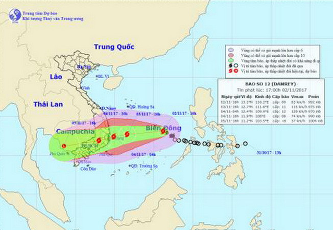 Bão số 12 giật cấp 11 cách bờ biển Khánh Hòa-Ninh Thuận 800km ảnh 1
