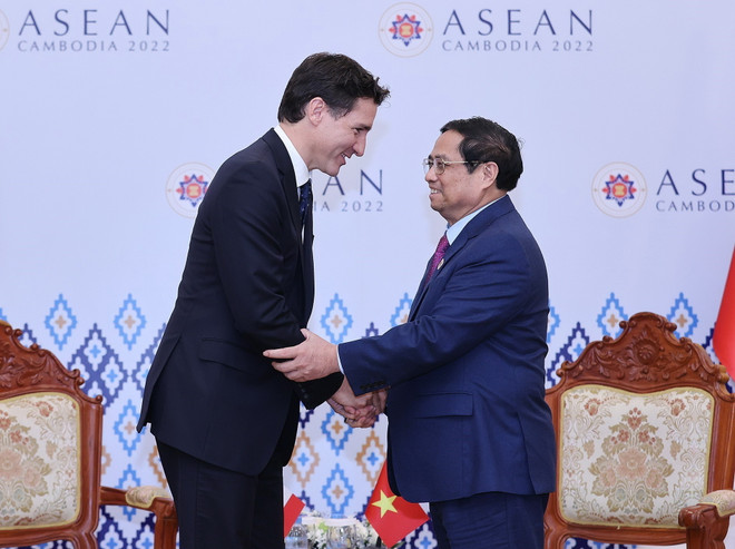 [Photo] Thủ tướng Phạm Minh Chính tiếp Thủ tướng Canada Justin Trudeau ảnh 1