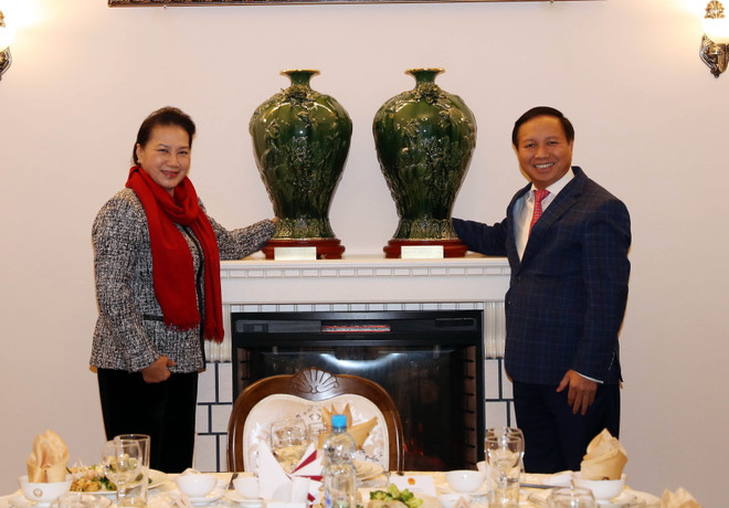 Chủ tịch Quốc hội thăm Đại sứ quán Việt Nam tại Liên bang Nga ảnh 1