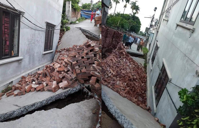 Hà Nội: 'Hố tử thần' nuốt đường khiến một ngôi nhà bị nghiêng lún ảnh 2