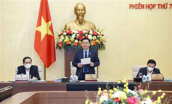 Chủ tịch Quốc hội Vương Đình Huệ phát biểu. (Ảnh: Doãn Tấn/TTXVN) Hoạt động của Quốc hội ngày càng đi vào chiều sâu và gần dân ảnh 2