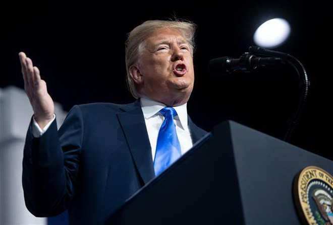 Tổng thống Mỹ Donald Trump phát biểu tại Las Vegas, Nevada, Mỹ, ngày 6/4/2019. (Ảnh: AFP/TTXVN) Tổng thống Mỹ Donald Trump bác bỏ nguy cơ bị Quốc hội luận tội ảnh 1