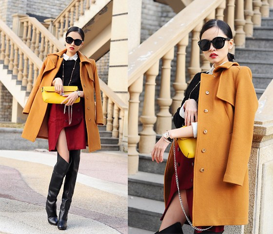 Sự khác biệt, độc đáo của chân váy mix kèm với bốt đến đầu gối thời thượng chắc chắn sẽ là gợi ý không thể bỏ qua cho những cô nàng sành điệu. Phối đồ ngày lạnh phong cách như tín đồ thời trang thế giới ảnh 8