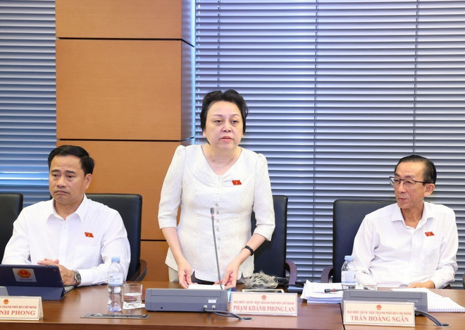 Đại biểu Phạm Khánh Phong Lan, Đoàn đại biểu Quốc hội thành phố Hồ Chí Minh phát biểu. (Ảnh: Văn Điệp/TTXVN) ttxvn-_va_ngan_sach_nha_nuoc_nam_.jpg