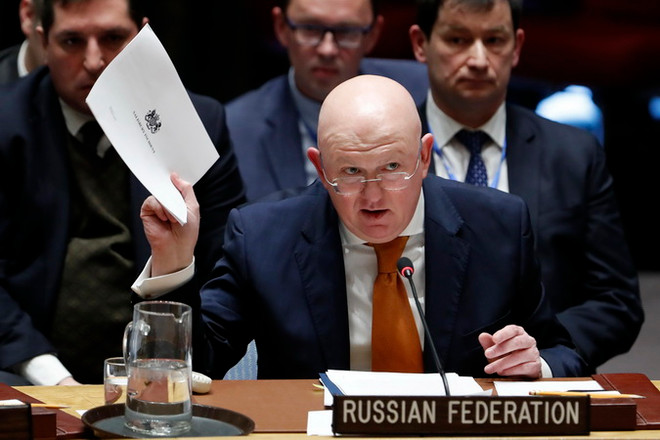 Đại sứ Nga Vassily Nebenzia. (Nguồn: AFP/TTXVN) Nga đặt ưu tiên cho việc tránh xung đột với Mỹ tại Syria ảnh 1