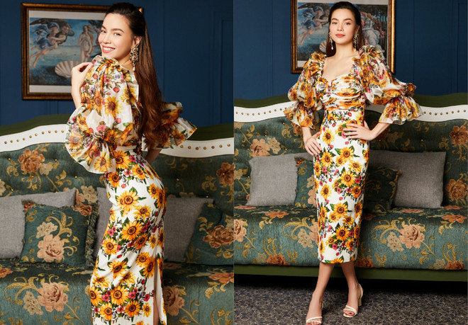 Hồ Ngọc Hà gửi lời chào tháng 8 với set đồ họa tiết hoa hướng dương ảnh 4
