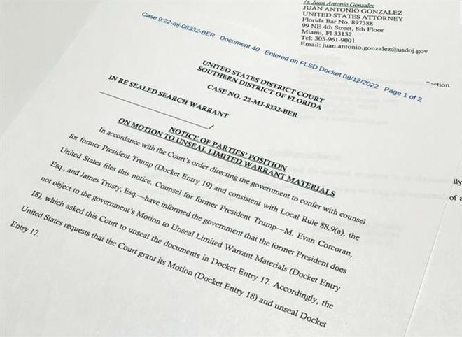 Bộ Tư pháp Mỹ phản đối yêu cầu của ông Trump liên quan vụ tài liệu mật ảnh 1
