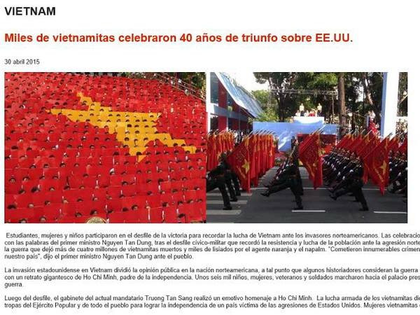Báo Argentina đưa tin về Việt Nam nhân kỷ niệm 40 năm giải phóng ảnh 1