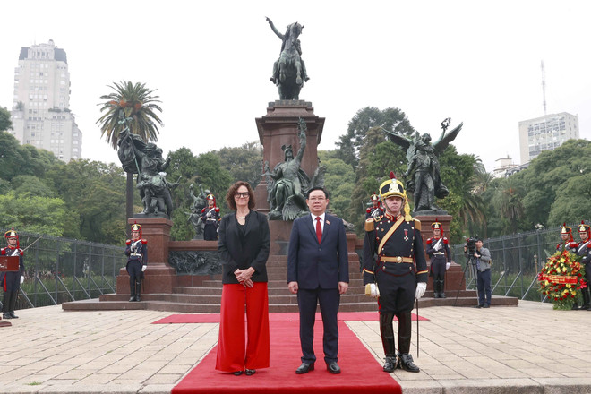 Chủ tịch Quốc hội đặt vòng hoa tại tượng đài Tướng Jose De San Martin ảnh 3