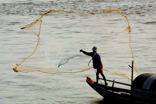 Đánh bắt cá trên sông Mekong gần Phnom Penh, Campuchia. (Ảnh: AFP/TTXVN) ttxvn-song mekong.jpg