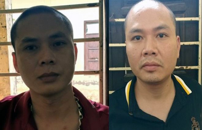 Hai đối tượng Cường và Hồng. (Ảnh: Công an thành phố Hà Nội) Phớt lờ quy định giãn cách xã hội, 11 thanh niên tụ tập "bay lắc" ảnh 1