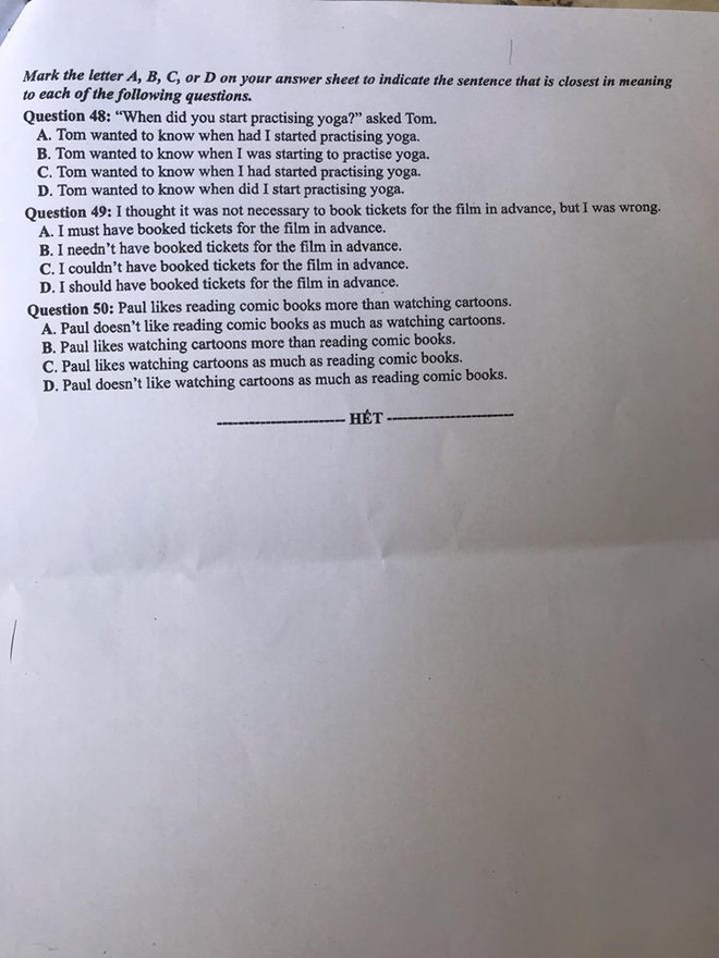 Đề thi chính thức môn Tiếng Anh Trung học Phổ thông Quốc gia 2019 ảnh 5