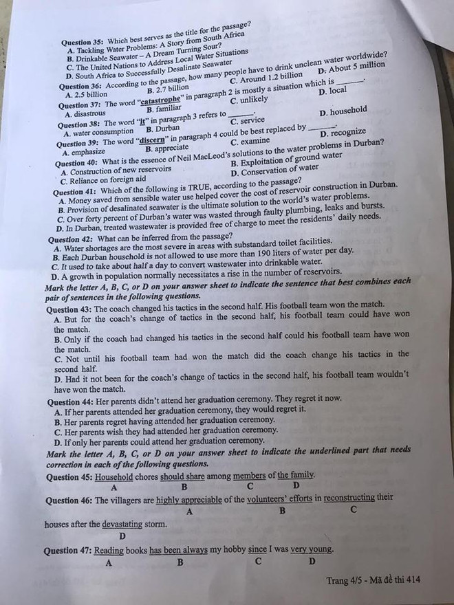 Đề thi chính thức môn Tiếng Anh Trung học Phổ thông Quốc gia 2019 ảnh 4