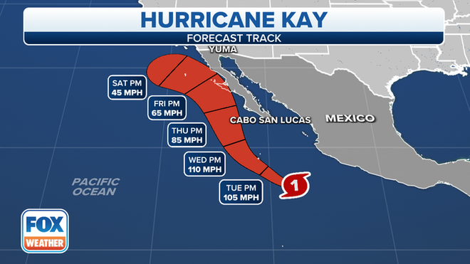 Bão nhiệt đới Kay mạnh lên cấp siêu bão trên Thái Bình Dương ảnh 1